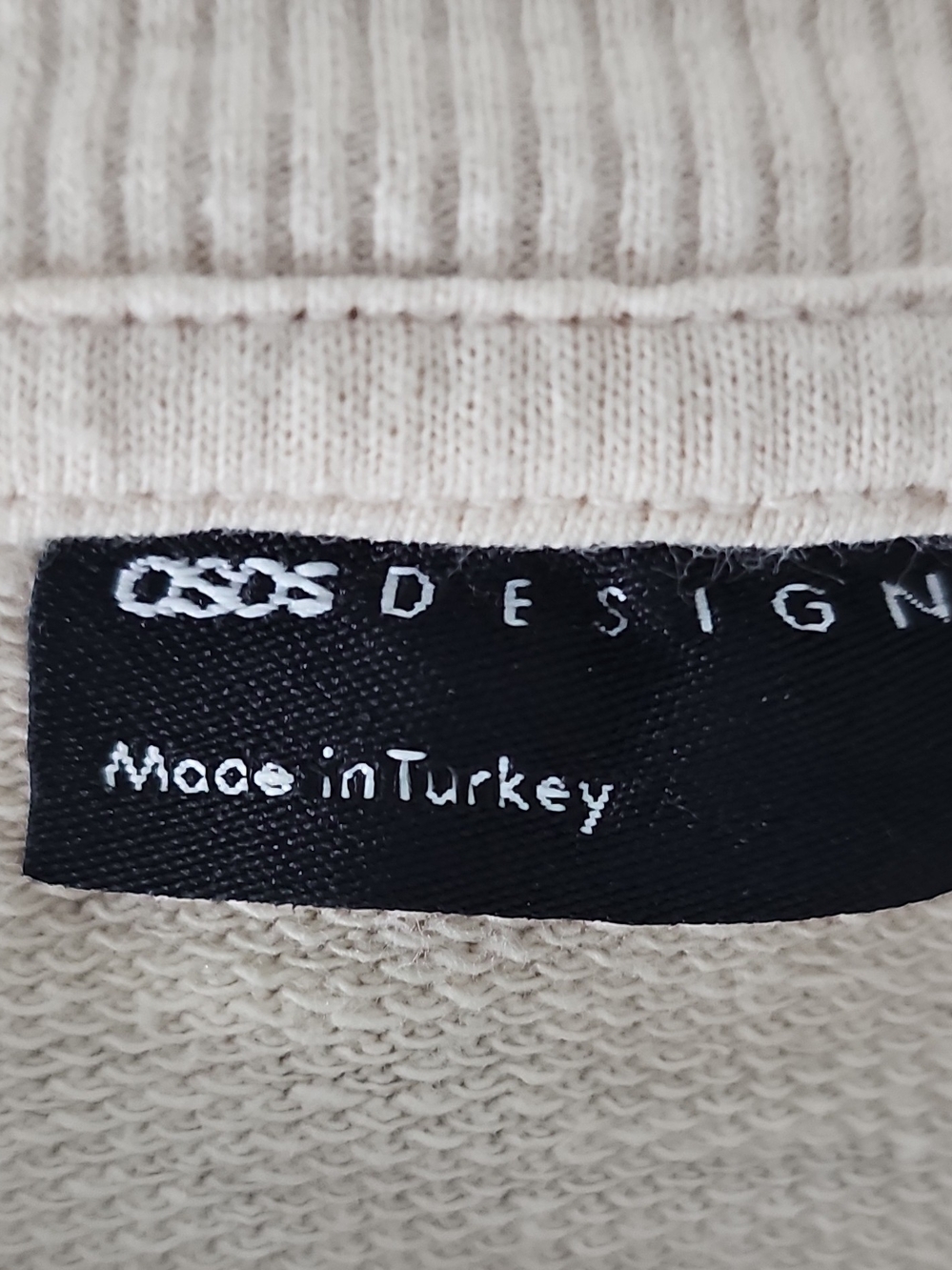 Asos Design Beige Crewneck Cotton Oversized Sweatshirt, M - Picture 3 of 4